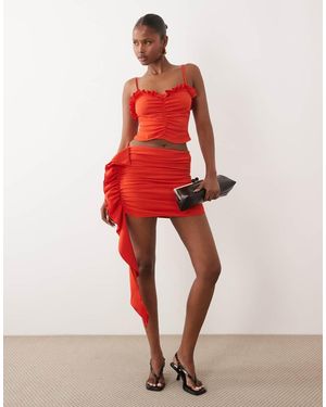 ASOS Crepe Frill Detail Gathered Mini Skirt