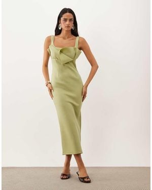 ASOS Pencil Style Maxi Dress With Corsage Detail - Green