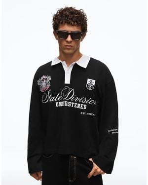 Bershka Long Sleeve Polo Shirts - Black