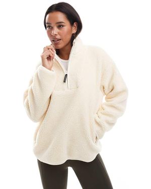South Beach Sudadera Con Cremallera Corta De Borreguito De -Blanco - Neutro