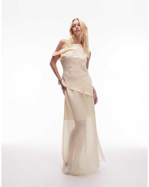 TOPSHOP Double Layer Sheer Straight Skirt - Natural