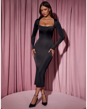 Oh Polly Aimee Square Neck Midi Dress With Open Back - Pink