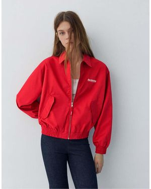 Pull&Bear Embroide Jacket - Red