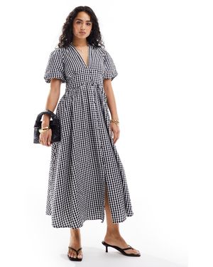 Nobody's Child Starlight Puff Sleeve Midaxi Dress - Gray