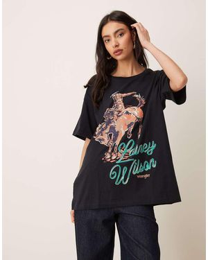 Wrangler Camiseta Negra Extragrande Con Estampado De Cowboy De X Lainey Wilson - Negro