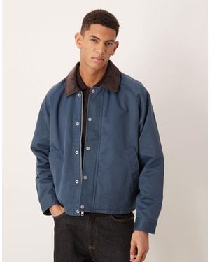 Abercrombie & Fitch Cropped Waxed Barn Jacket - Blue