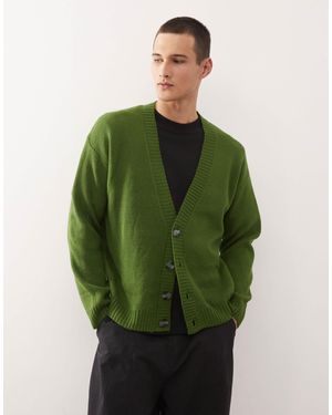 Collusion V-neck Knitted Cardigan - Green