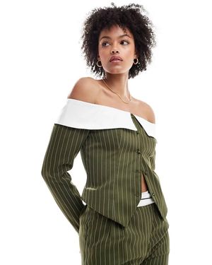 Extro & Vert Tall Corset Bandeau Blazer Top - Green