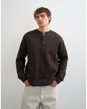 TOPMAN Sudadera Holgada Con Cuello Panadero De - Negro