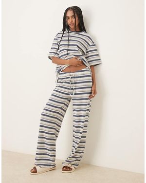 ASOS Pantaloni A Fondo Ampio Blu - Bianco