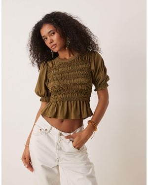 Free People Maxey Ruched Knit Top - Brown