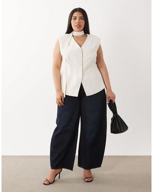 ASOS Curve Tailored Moulded Hip Longline Waistcoat - White