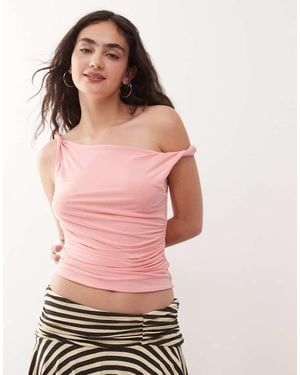 Collusion Twisted Strap Top - Pink