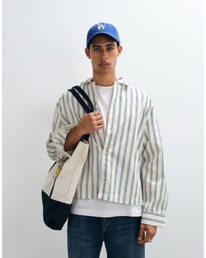 ASOS Boxy Oversized Gestreept Overhemd - Wit