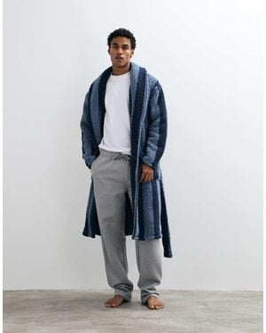 Threadbare Striped Dressing Gown - Blue