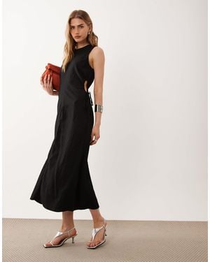 Mango Sleeveless Cut Out Waist Maxi Dress - White
