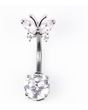 Lovisa Titanium Cubic Zirconia Belly Bar - White