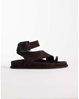 ASOS Fletcher Footbed Sandals With Metal Toe Loop - Brown