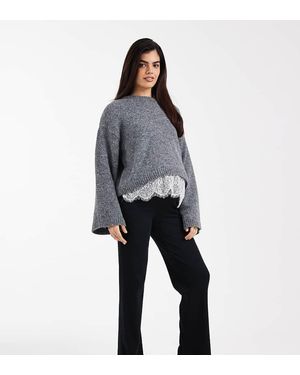 Mama.licious Pantalones De Pernera Ancha De Canalé Grueso De Mamalicious Maternity - Gris