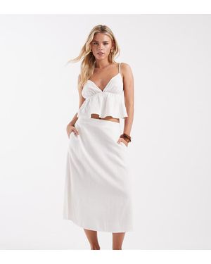 Vero Moda Linen Touch Midi Skirt - White