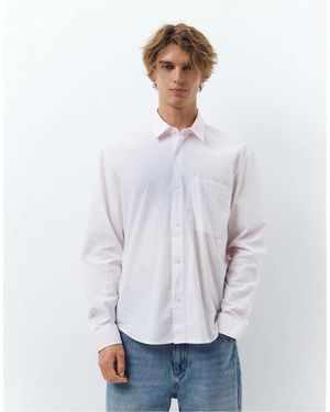 Pull&Bear Striped Long Sleeve Shirt - White