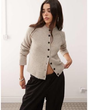 Weekday Wool Blend Fitted Cardigan - Natural