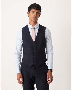 ASOS Slim Wool Look Suit Waistcoat - Blue