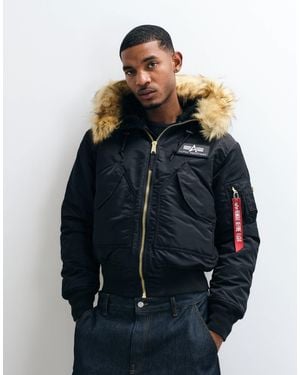 Alpha Industries Bomberjacke mit kapuze und faux-fur - Blau