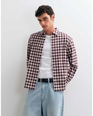 Only & Sons Regular-Fit Overhemd Met Kleine Bordeauxrode Ruit - Meerkleurig