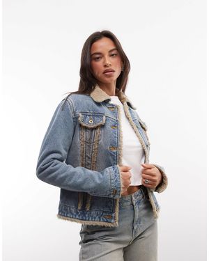 ICECREAM Jeans-truckerjacke mit sherpa-futter - Blau