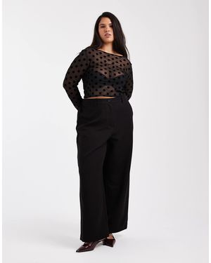 Pieces Plus Pieces Curve Wide Leg Dad Pants With Belt Loops - Black