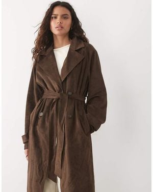 New Look Faux Suede Trench - Brown
