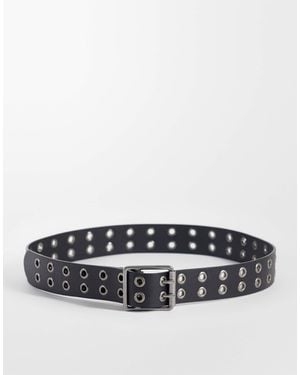 ASOS Eyelet Detail Faux Leather Belt - Gray