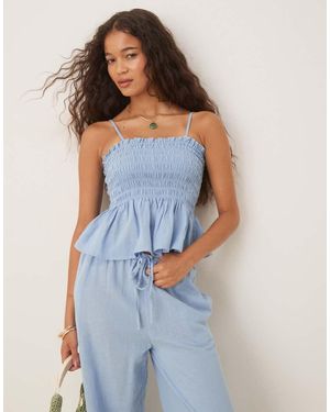 Iisla & Bird Ruffle Beach Top Co-ord - Blue