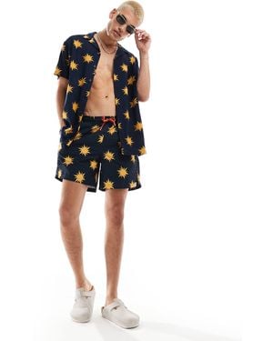 Hunky Trunks Wavy Sun Swim Shorts Co Ord - Black