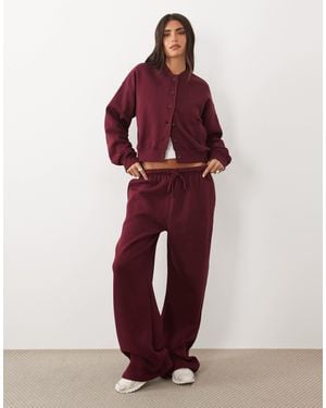Kaiia Cotton Rich Wide Leg sweatpants Co-ord - Red