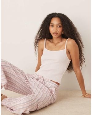 ASOS Waffle Lettuce Edge Cami Vest - Pink