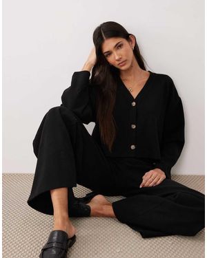 Miss Selfridge V-neck Brushed Rib Cardigan - Black