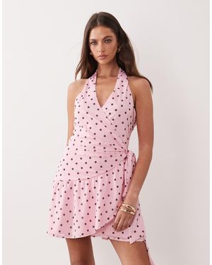 Gina Tricot Sheer Wrap Mini Dress - Pink