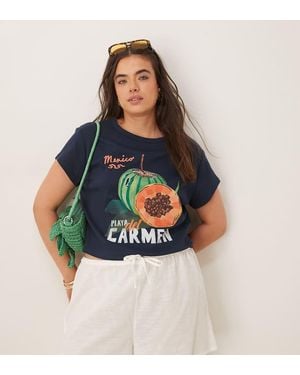 ASOS Asos Design Curve Baby Tee With Playa Del Carmen Fruit Graphic - Blue