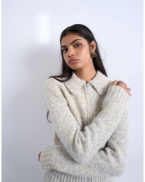 TOPSHOP Knitted Heavy Twist Yarn Collard Cardigan Co-Ord - White