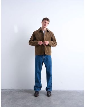 TOPMAN Faux Suede Button Jacket - Blue
