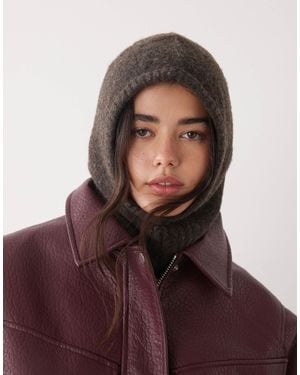 Weekday Knitted Balaclava Hood - Brown