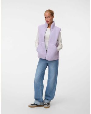 Vero Moda Josefine Teddy V-Neck Sleeveless Gilet - Blue