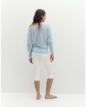 Pull&Bear Pull asymétrique en maille fine - pâle - Bleu