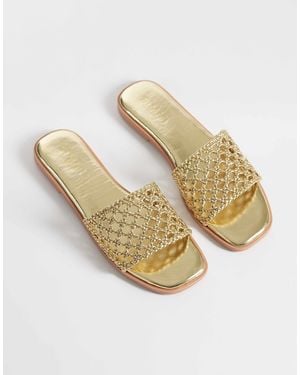 SIMMI Simmi London Luna Woven Flat Sandals - Metallic