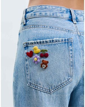 Stradivarius – 5er-set kontrastierende anstecker - Blau