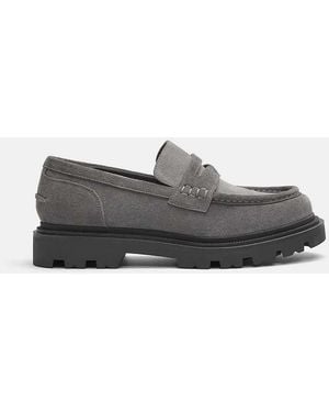 Pull&Bear Chunky Leather Loafers - Grey