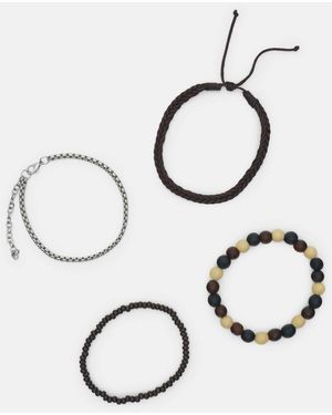 Pull&Bear – 4er-pack armbänder - Weiß