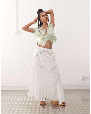 Collusion Western Broidery Maxi Skirt - Natural